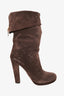 Prada Brown Suede Knee High Heeled Boots Size 39.5