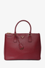 Prada Burgundy Saffiano Leather Large Double Zip Galleria Tote with Strap