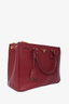 Prada Burgundy Saffiano Leather Large Double Zip Galleria Tote with Strap