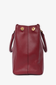 Prada Burgundy Saffiano Leather Large Double Zip Galleria Tote with Strap
