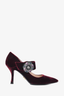 Prada Burgundy Velvet Pointed Heels With Embellished Buckle Size 36.5