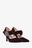 Prada Burgundy Velvet Pointed Heels With Embellished Buckle Size 36.5