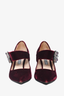 Prada Burgundy Velvet Pointed Heels With Embellished Buckle Size 36.5