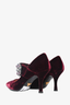 Prada Burgundy Velvet Pointed Heels With Embellished Buckle Size 36.5