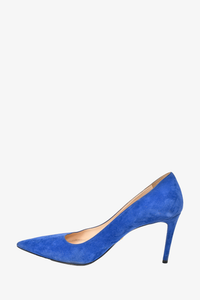 Prada blue 2025 suede pumps