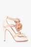 Prada Cream/Beige Leather Floral Strappy Heels Size 37