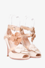 Prada Cream/Beige Leather Floral Strappy Heels Size 37