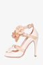 Prada Cream/Beige Leather Floral Strappy Heels Size 37