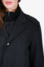 Prada Dark Grey Wool Coat with Nylon Zip-Up Jacket Lining Insert Size 48 Mens