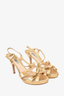 Prada Gold Leather Strappy Bow Heels Size 41