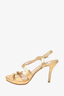 Prada Gold Leather Strappy Bow Heels Size 41