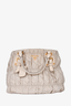 Prada Light Beige Nylon Tessuto Shoulder Bag With Leather Top Handle