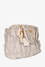 Prada Light Beige Nylon Tessuto Shoulder Bag With Leather Top Handle