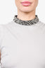 Prada Grey Sleeveless Jewel Embellished Collared Top Size 40