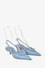 Prada Light Blue Triangle Logo Slingback Heels Size 38