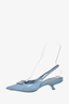 Prada Light Blue Triangle Logo Slingback Heels Size 38