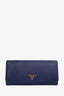 Prada Navy Saffiano Metal Leather Continental Wallet