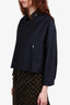 Prada Navy Wool Logo Collar Zip-up Jacket Size 42