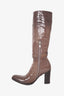 Prada Nero Patent Buckled Knee High Heeled Boots Size 37