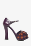 Prada Purple Flower Embroidered Platform Heels Size 36.5