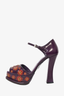 Prada Purple Flower Embroidered Platform Heels Size 36.5