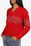 Prada Red Wool Chunky-knit Crystal Embellished Sweater Size 36