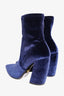 Prada Royal Blue Velvet Socks Pointy Toe Ankle Boots Size 38.5