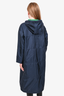 Prada Sport Navy Blue/Green Reversible Nylon Zip-Up Long Windbreaker Jacket Size 42