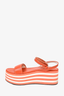 Prada Sport Orange/White Striped Platform Sandals sz 37