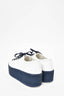 Prada White/Blue Leather Platform Sneaker Size 37