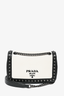 Prada White/Black Leather Studded 'Glace' Crossbody