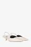 Prada White Satin Pointed Toe Slingback Kitten Heels Size 38