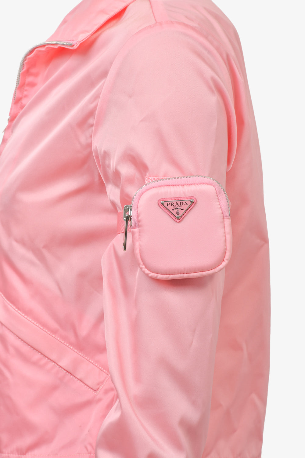 Prada Pink Re Nylon Zip Up Jacket w/ Zip Pouch sz  – Mine & Yours