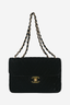 Pre-loved Chanel™ Black Velvet Chevron Quilted Jumbo XL Maxi Flap