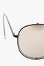 Pre-loved Chanel™ Mirrored Aviator Sunglasses with White Leather Detail