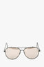 Pre-loved Chanel™ Mirrored Aviator Sunglasses with White Leather Detail