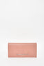 Pritch Mauve Leather Snap Closure Clutch With SHW + Matching Card Holder