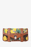 Proenza Schouler Brown/Yellow Tropical Printed Canvas PS1 Clutch with Brown Leather Trim
