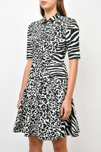 Proenza Schouler White Label Black/White Mix Animal Printed Button-Up Asymmetrical Dress sz 0 w/ Tags