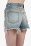 R13 Blue Shredded Slouch Denim Shorts Size 24