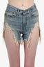 R13 Blue Shredded Slouch Denim Shorts Size 24