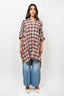 R13 Grey/Red Check Cotton Boxy Shirt Dress Size M
