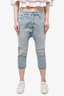 R13 Light Blue Wash Drop Crotch Distressed Jeans Size 36