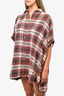 R13 Red/Brown Check Oversized Boxy Shirt Dress sz XXS