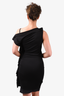 RM by Roland Mouret Black Sheer Ruched Midi Dress with Slip Size 2
