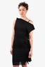 RM by Roland Mouret Black Sheer Ruched Midi Dress with Slip Size 2