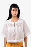 Rag & Bone White Linen Lace Trim Short Sleeve Blouse Size M