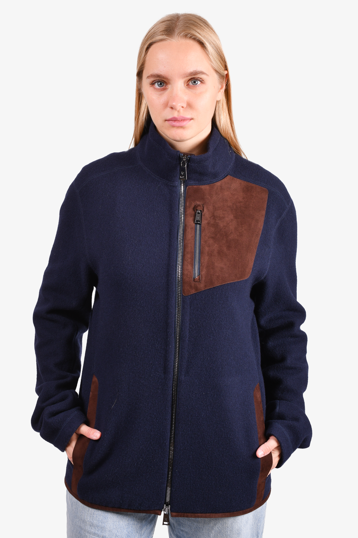 Navy blue half shop jacket