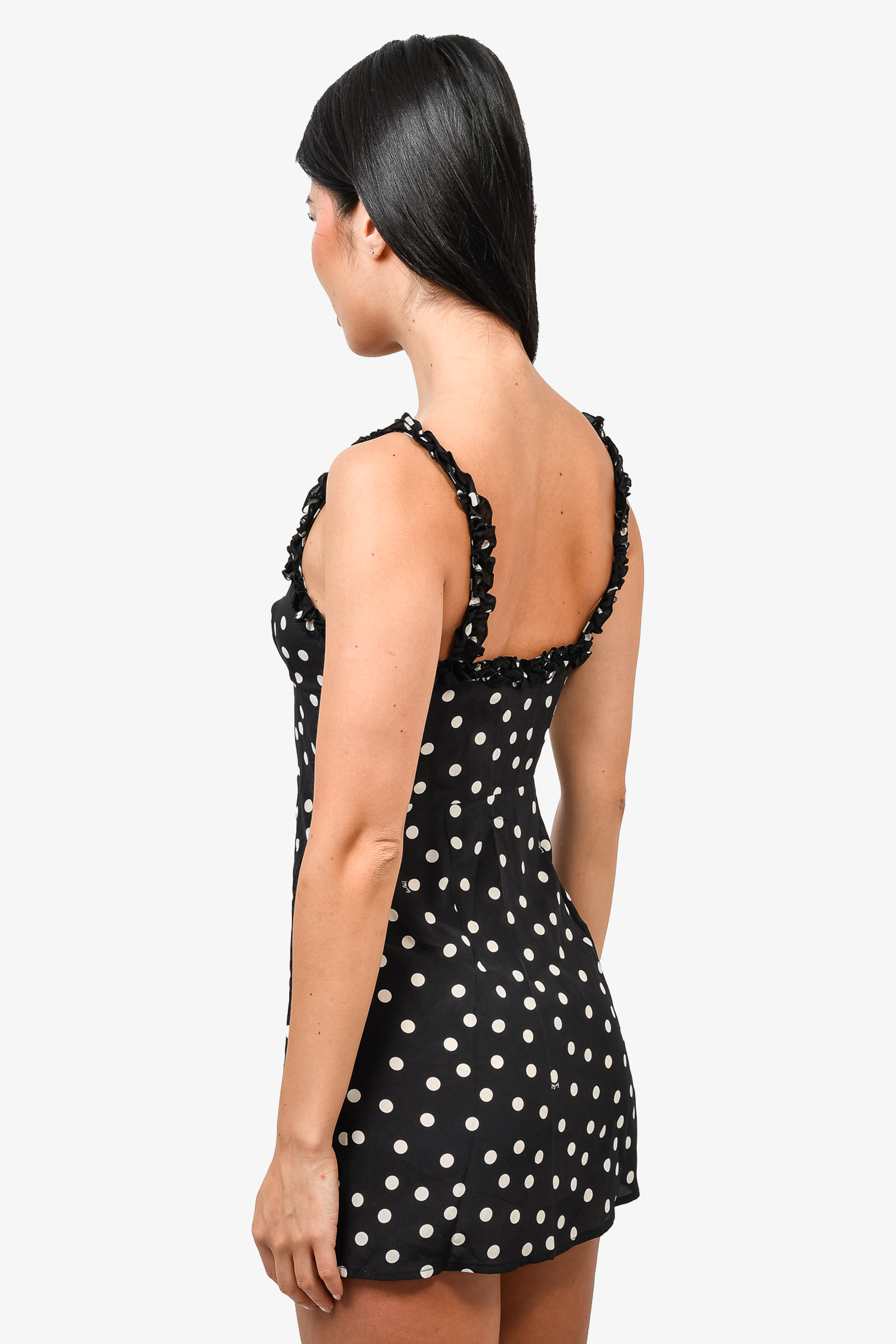 Realisation Par Black/White Polka-Dot Silk Mini Dress Size XS Mine & Yours Realisation Par Black/White Polka-Dot Silk Mini Dress Size XS Mine & Yours