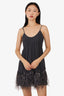Rebecca Taylor Grey Silk Sleeveless Dress with Sequins and Feathers